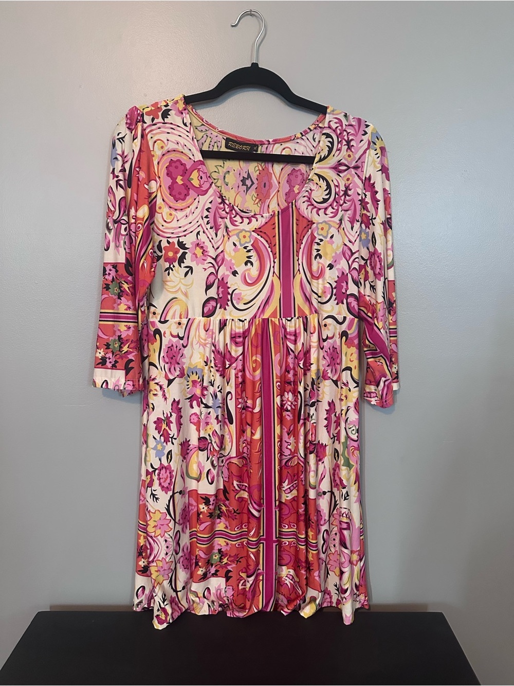 Reborn Pink & Cream Floral Long-Sleeve Fit Dress